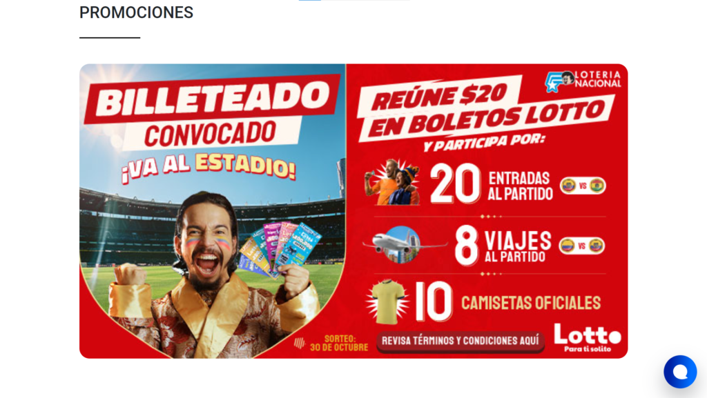 Bono de bienvenida para casino Lotería Nacional de Ecuador